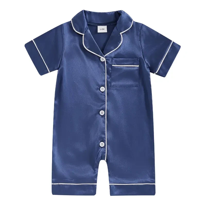 Infant Satin Silk Pajama Romper