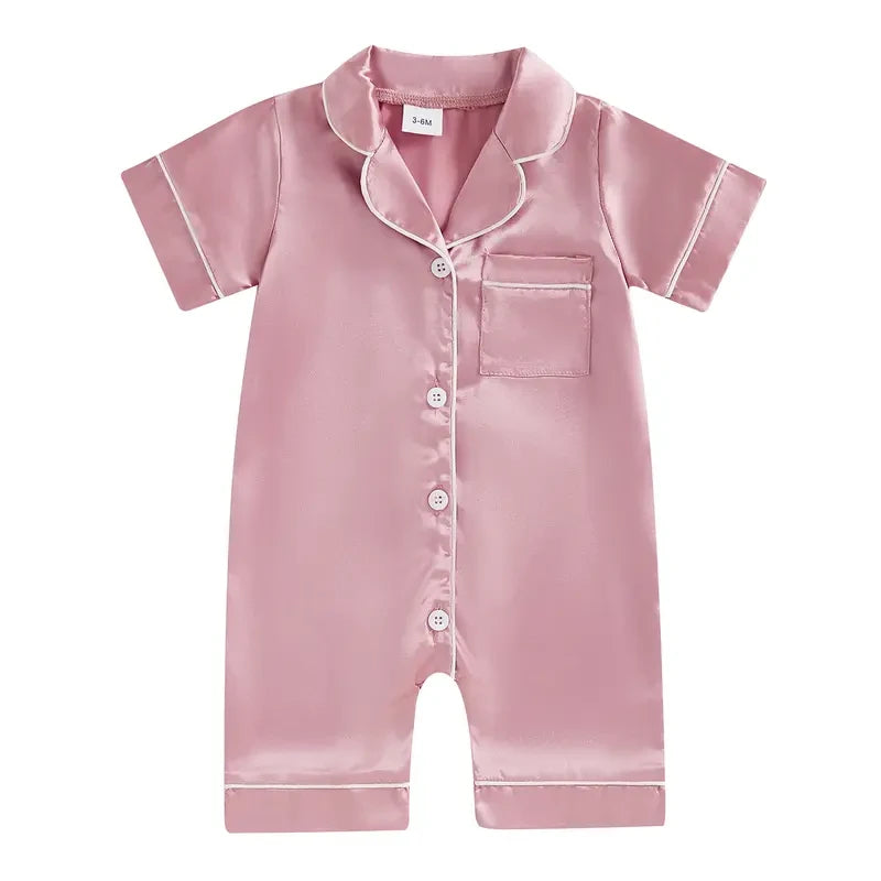 Infant Satin Silk Pajama Romper