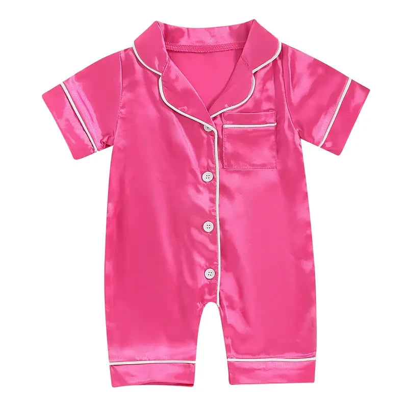 Infant Satin Silk Pajama Romper